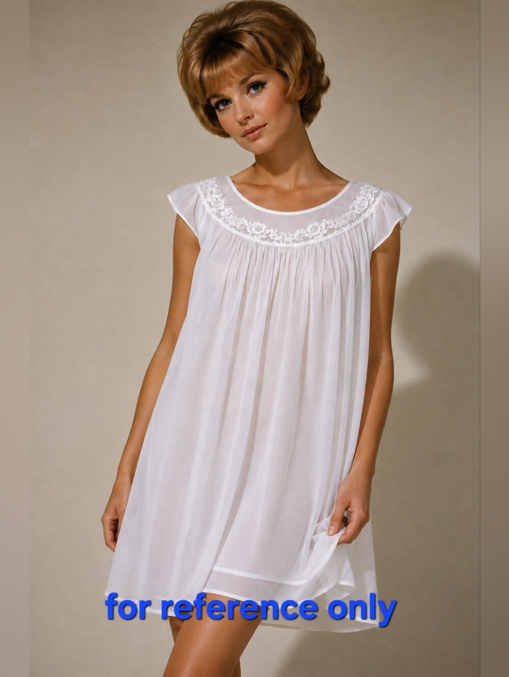 Vintage Chiffon Pale Pink Babydoll Nightgown 1960s